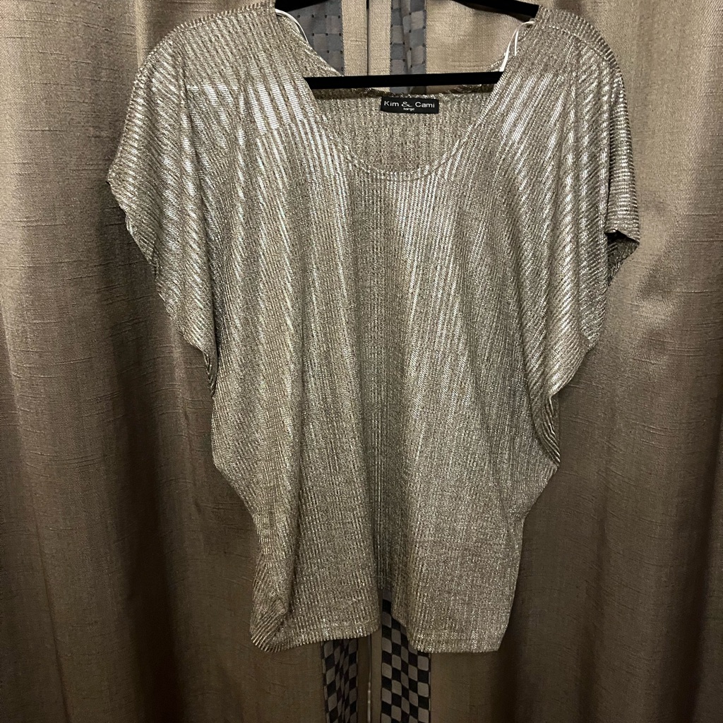 Kim & Cami Silver/Gold Blouse. Size Large